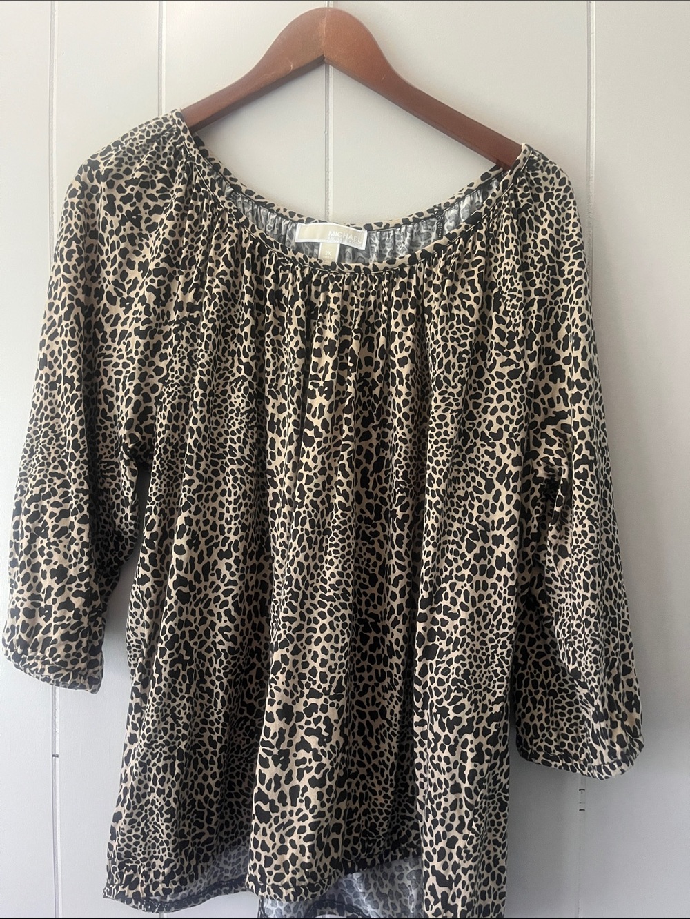 Michael Kors Beige and Black Leopard-Print Tunic